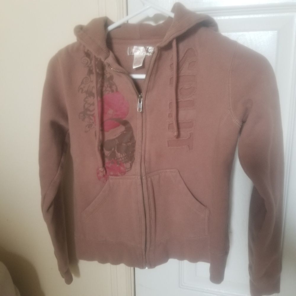 SPLIT Skull and Flowers Full Zip Hoodie Size Small